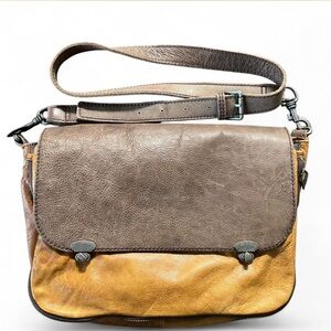 Liebeskind Berlin Olivia two-tone brown/gray flap messenger bag